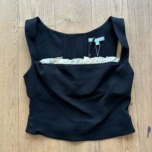 Antonio Melani x Courtney Grow Anais Sleeveless Ruffle Trim Square Neck Crop Top